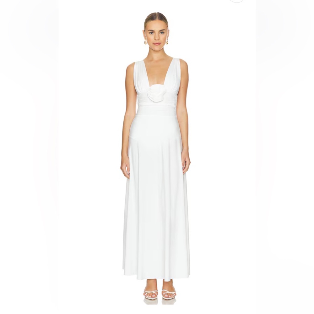 Maygel Coronel Women's White Maxi Dress Orinoco Rosette Size OS Off White Flaw